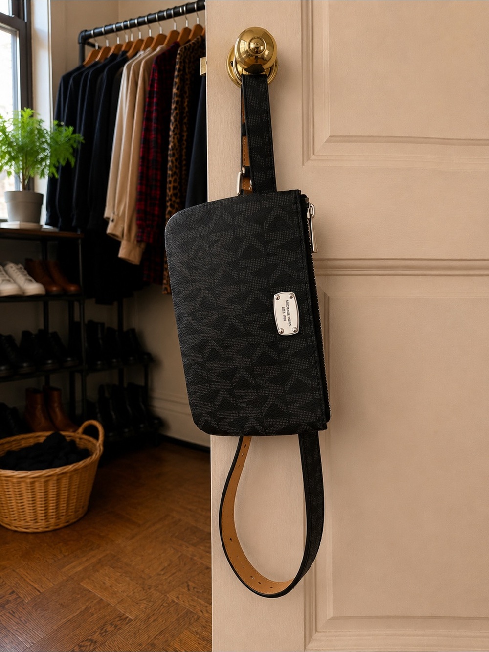 Michael Kors Black Signature Monogram Belt Bag